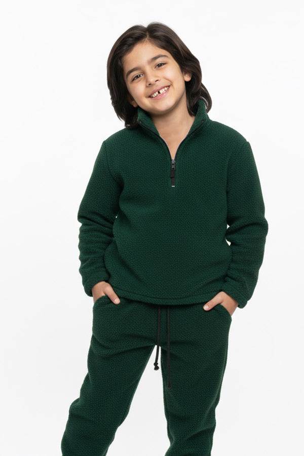 Libano Sherpa Mock Neck Set – Forest Green