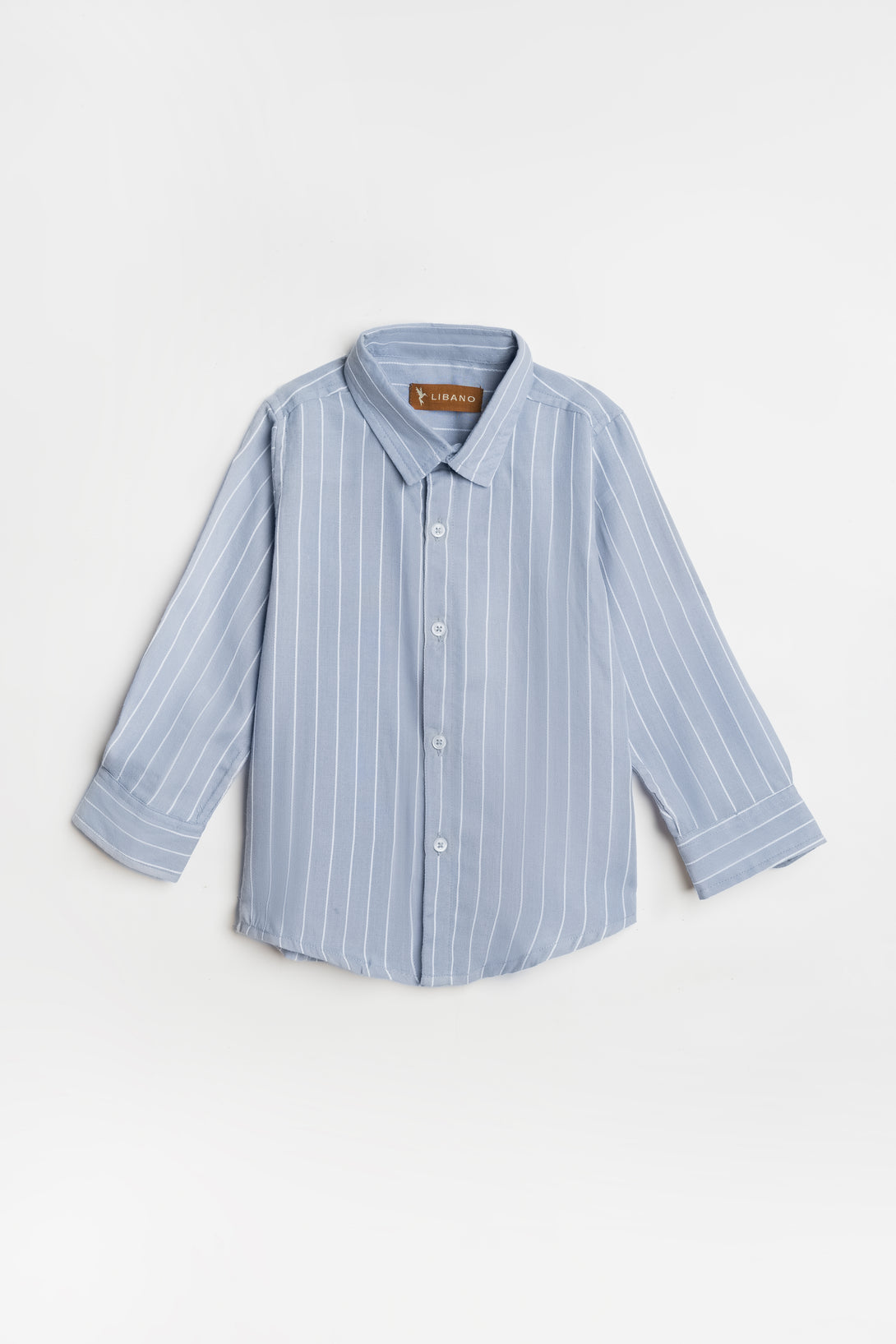 Boys' Classic Blue Striped Cotton Shirt - Libano Kids Apparel