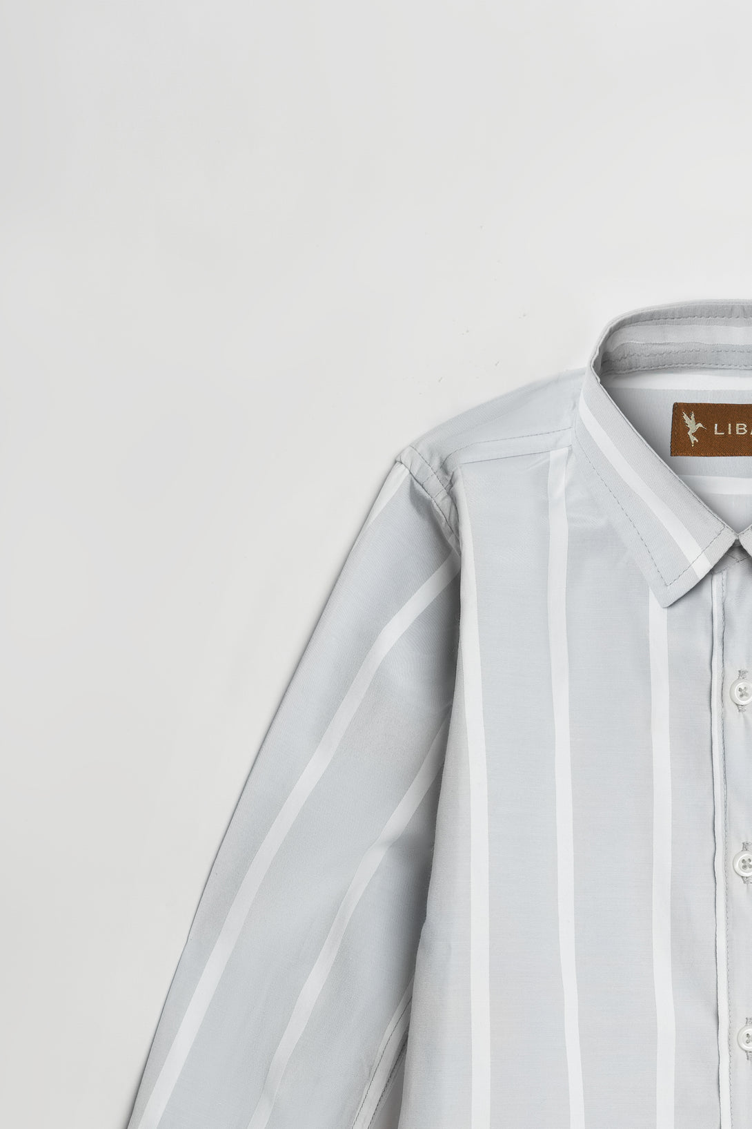 Boys Classic Striped Grey White Full Sleeves Shirt - Libano
