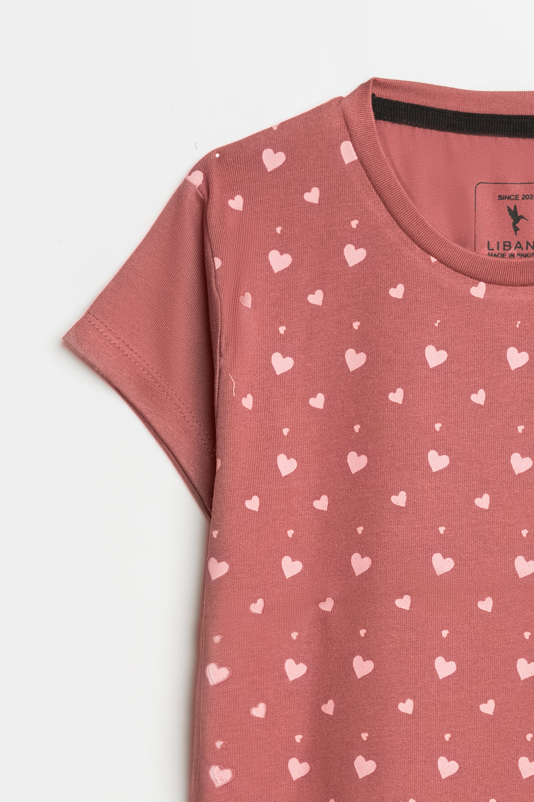 Tea Pink Heart-Patterned Girls' Tee - Libano