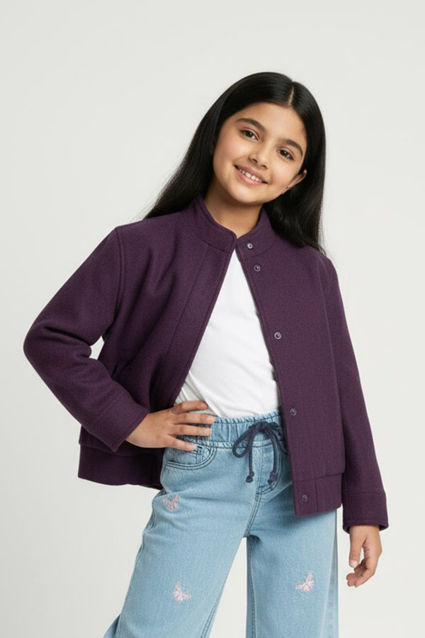 Libano Wool-Blend Bomber Jacket – Deep Purple