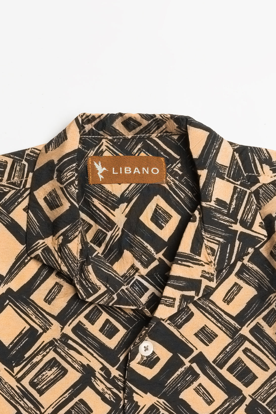 Classic Cuban Shirt for Boys in Ebony Geometric - Premium Cotton Wear