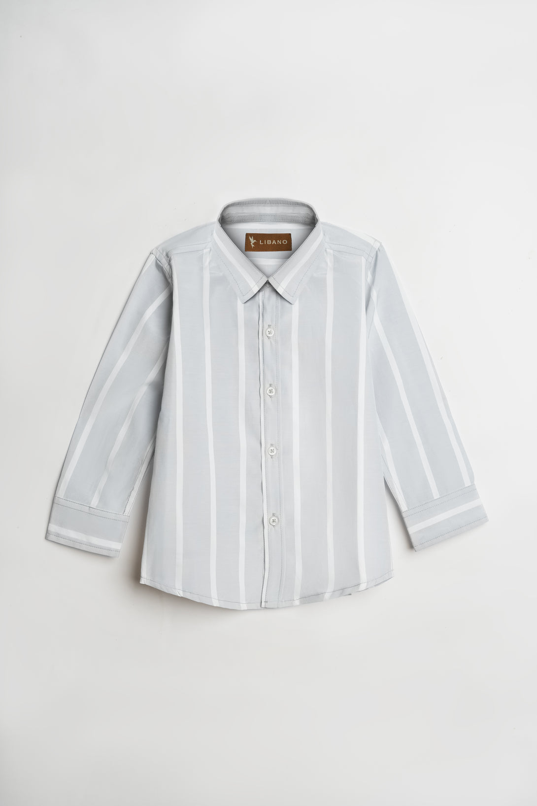 Boys Classic Striped Grey White Full Sleeves Shirt - Libano