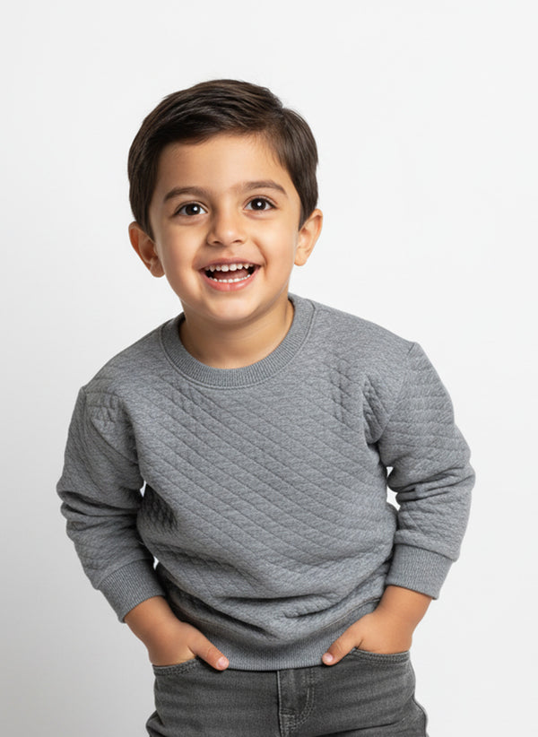 Libano Diamond Quilted Fleece Sweatshirt – Heather Grey