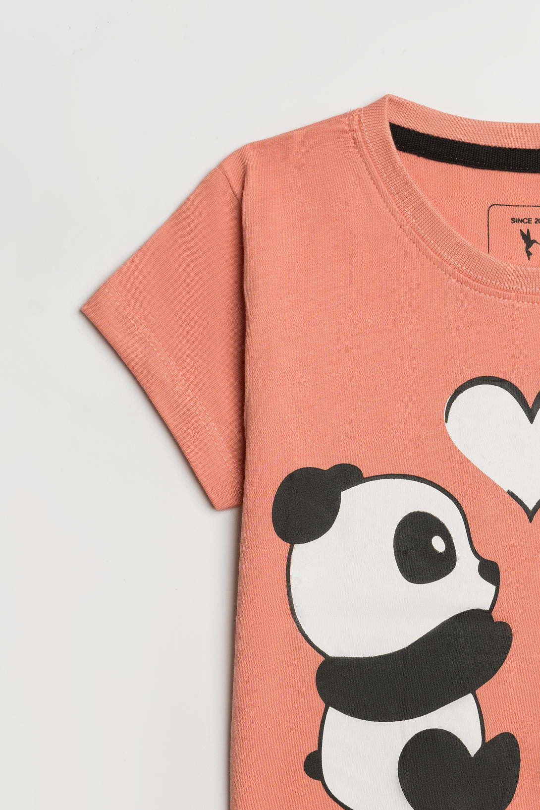 Peach Panda Print Graphic Tee for Girls - Libano