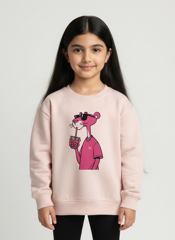 Libano Kids Pink Panther Fleece Sweatshirt – Blush Pink