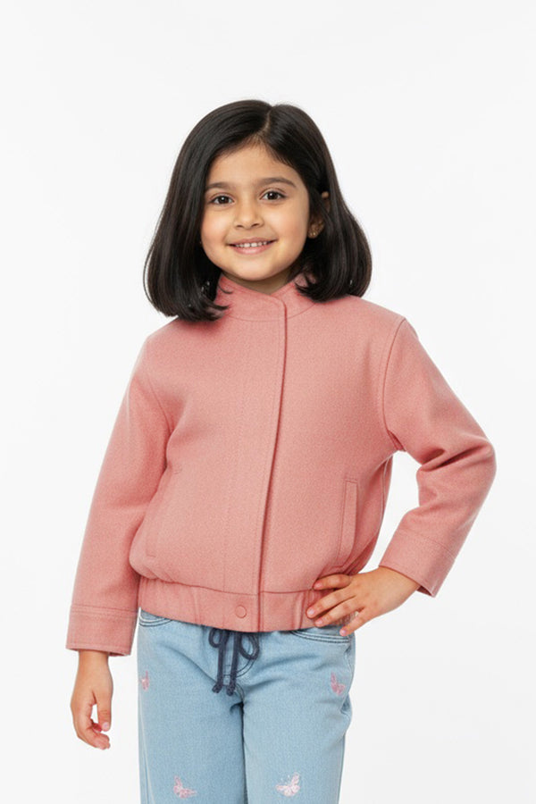 Libano Kids Wool Blend Bomber Jacket – Rose Pink