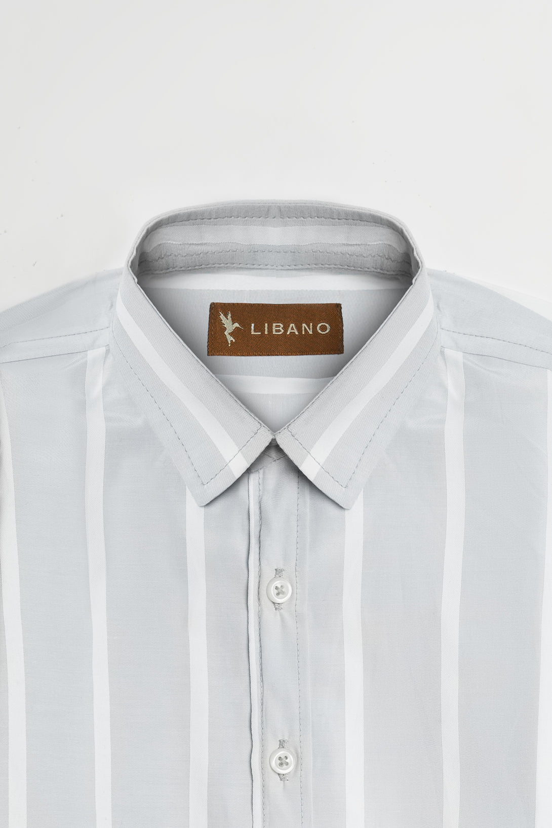 Boys Classic Striped Grey White Full Sleeves Shirt - Libano