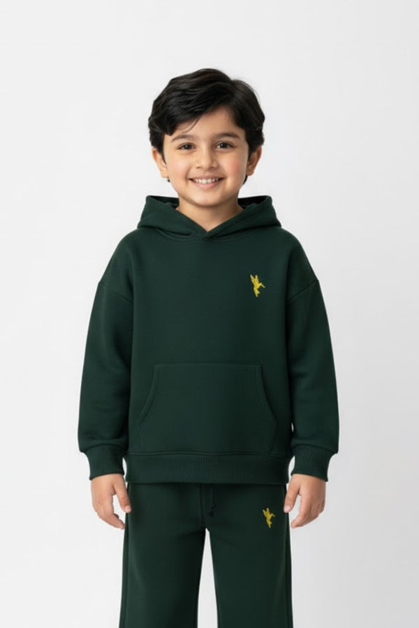 Libano Kids Fleece Hoodie Track Set – Forest Green