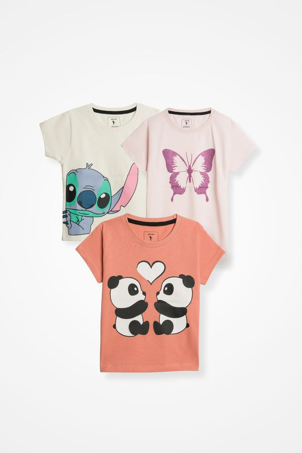 Pack of 3 Graphic Tees For Girls